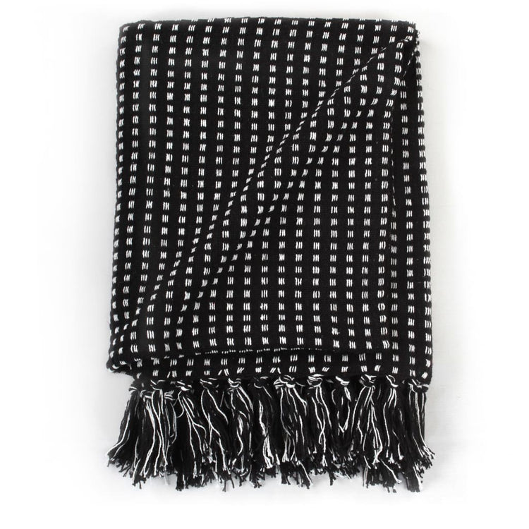 Carrés à plaid vidaxl 220x250 cm de coton noir