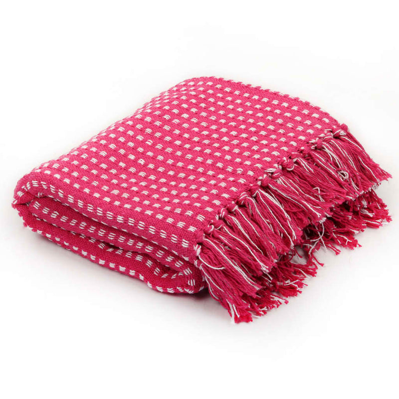 Vidaxl Plaid Squares 160x210 cm de coton rose