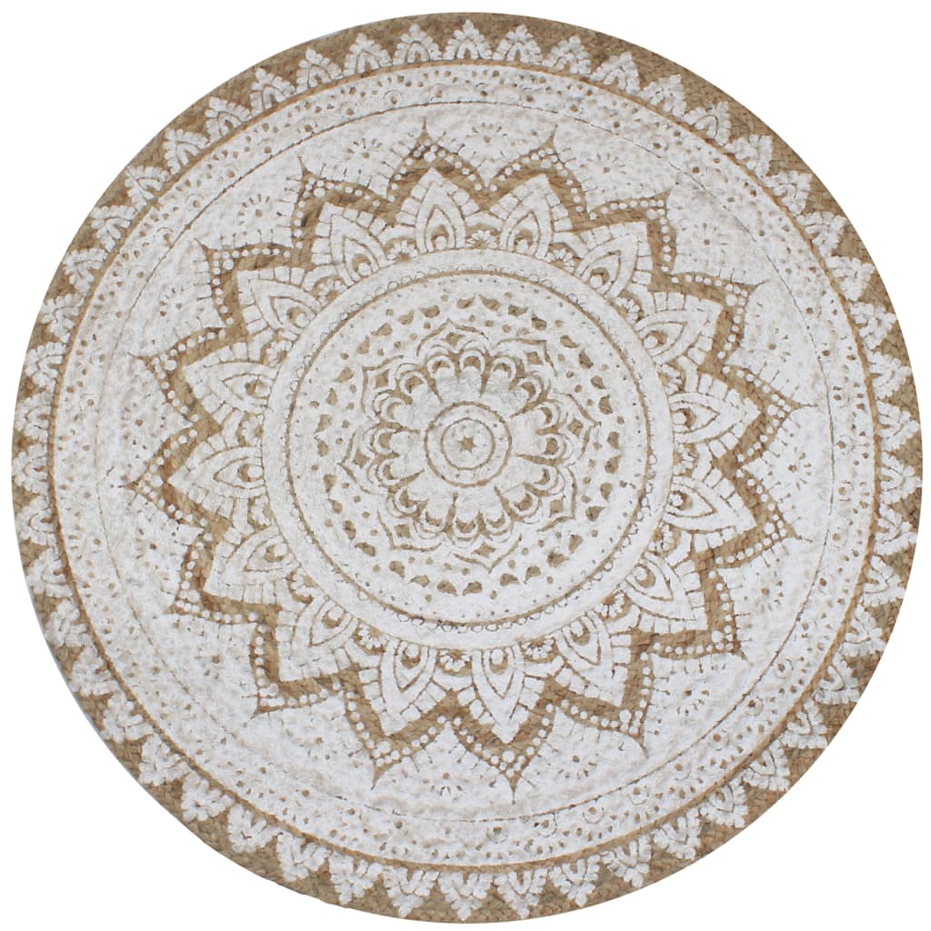 Tapis vidaxl avec imprimé autour de 120 cm de jute tressée