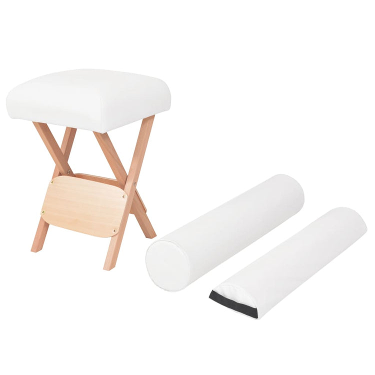 Tabouret de massage Vidaxl avec siège de 12 cm d'épaisseur et 2 étuis pliants blancs