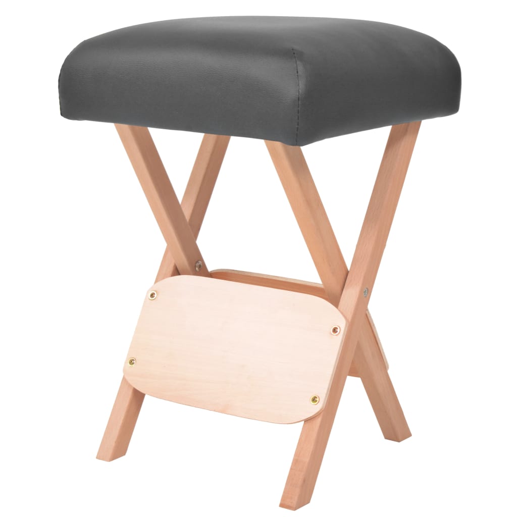 Tabouret de massage vidaxl avec siège de 12 cm d'épaisseur 2 boucles noire pliable