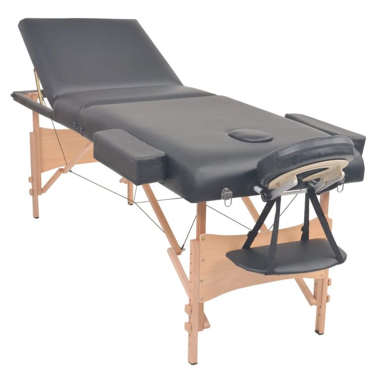 Table de massage vidaxl pliable 3 zones 10 cm d'épaisseur noire
