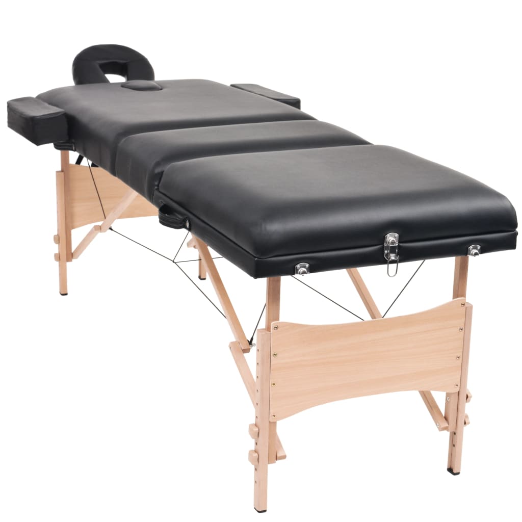 Table de massage vidaxl pliable 3 zones 10 cm d'épaisseur noire