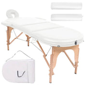 Table de massage Vidaxl pliable de 4 cm d'épaisseur avec 2 boucles blanc ovale - afbeelding 1