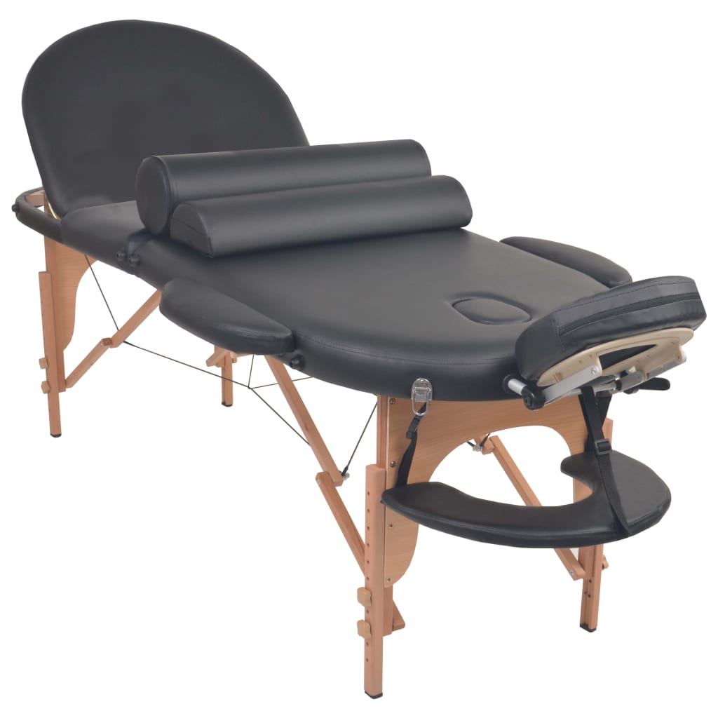 Table de massage Vidaxl pliable de 4 cm d'épaisseur avec 2 boucles noir ovale