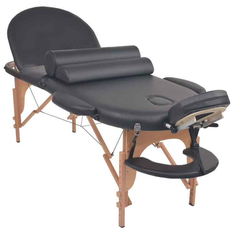 Table de massage Vidaxl pliable de 4 cm d'épaisseur avec 2 boucles noir ovale