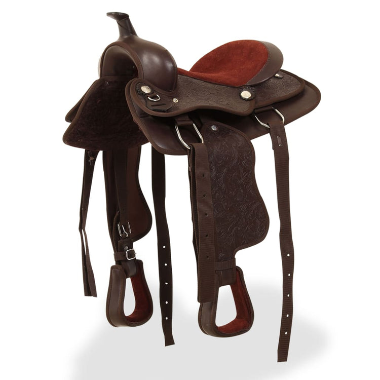 Vidaxl Western Saddle, Bridle et Borr Belt 13 Real Leather Brown