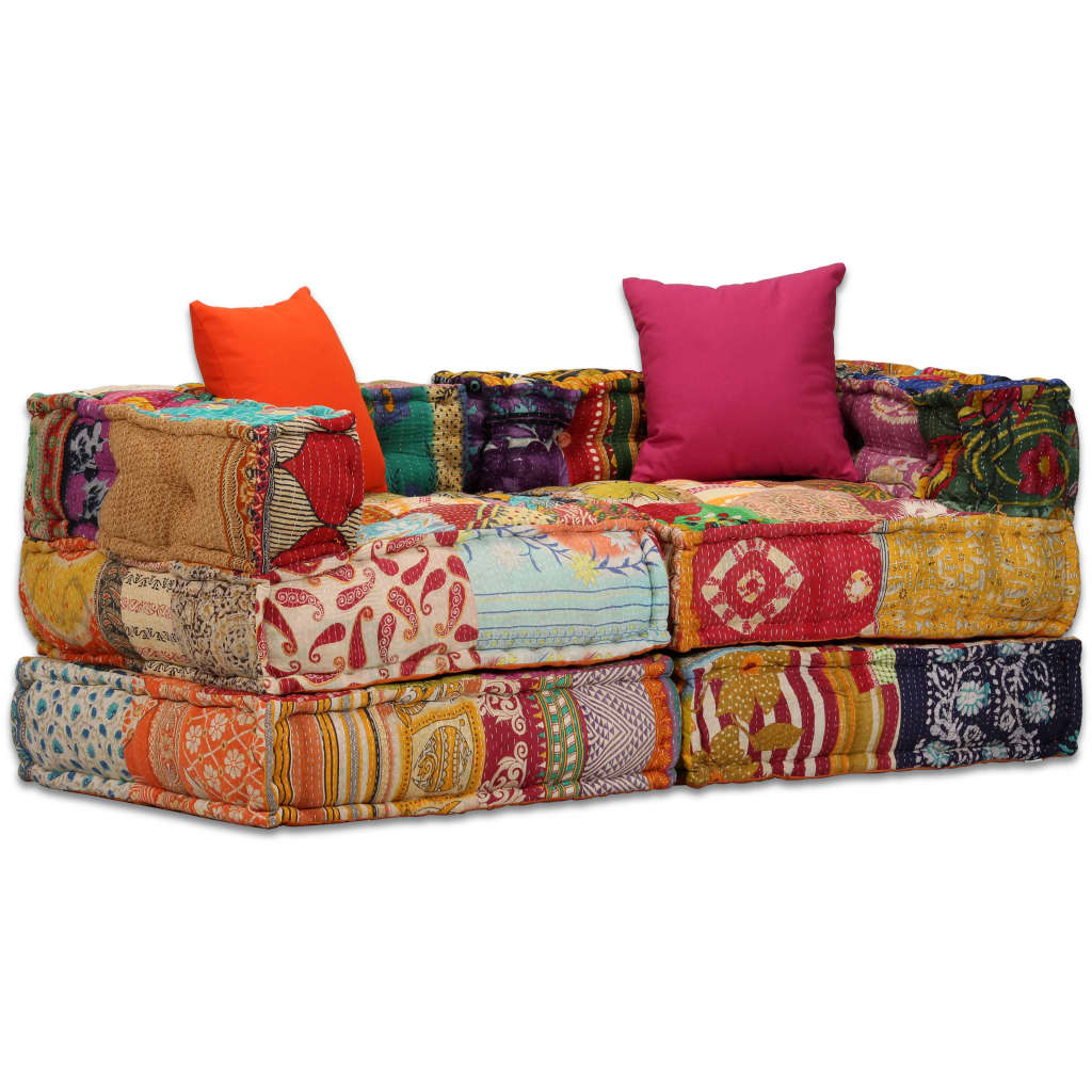 Vidaxl pouf twezits patchwork en tissu modulaire