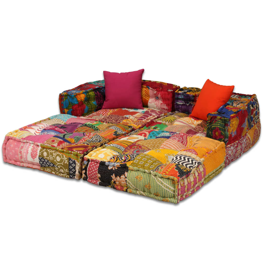 Vidaxl pouf twezits patchwork en tissu modulaire
