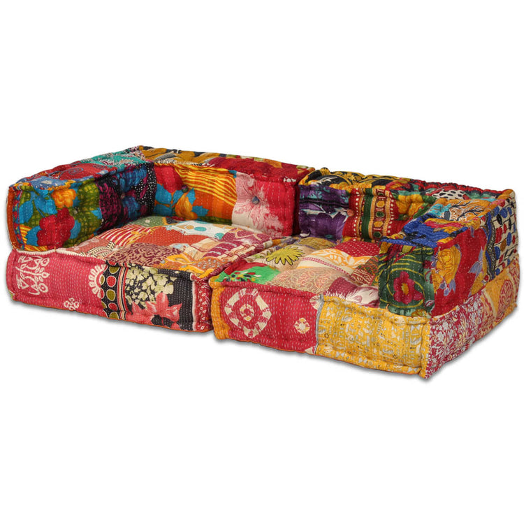 Vidaxl pouf twezits patchwork en tissu modulaire