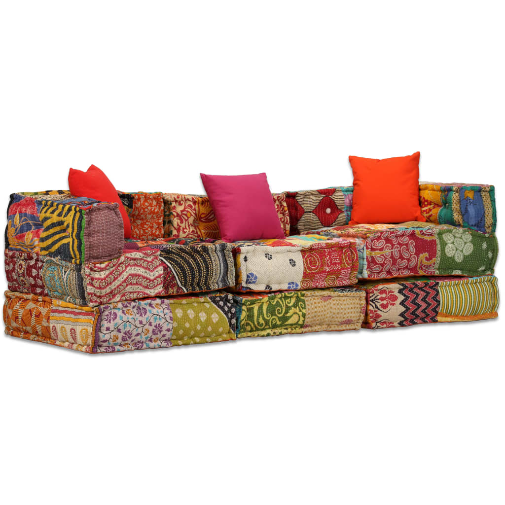 Vidaxl Pouf trois tissus modulaires à trois sets