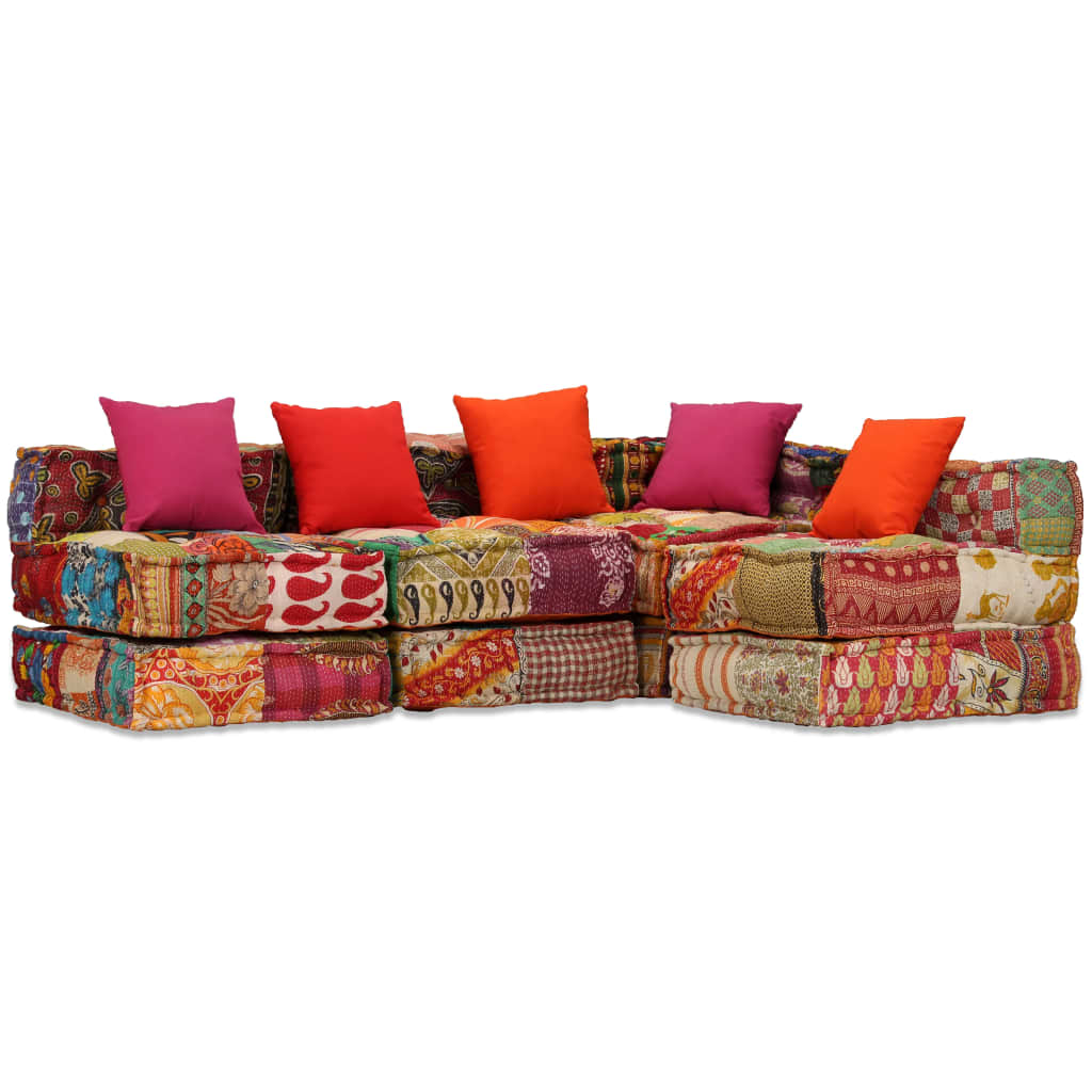 Vidaxl Pouf Four-SEATER MODULAR TAST Patchwork