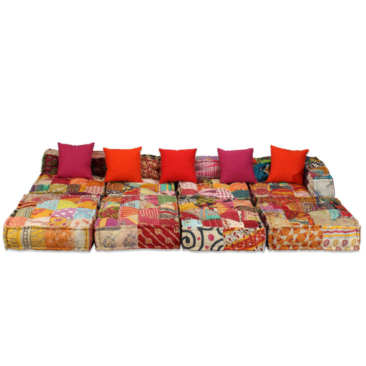 Vidaxl Pouf Four-SEATER MODULAR TAST Patchwork