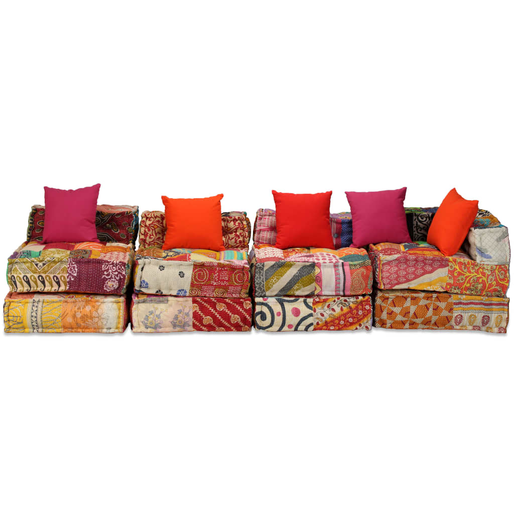 Vidaxl Pouf Four-SEATER MODULAR TAST Patchwork