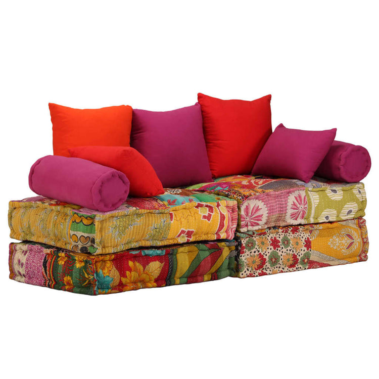 Vidaxl pouf twezits patchwork en tissu modulaire