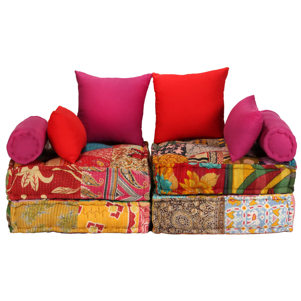 Vidaxl pouf twezits patchwork en tissu modulaire