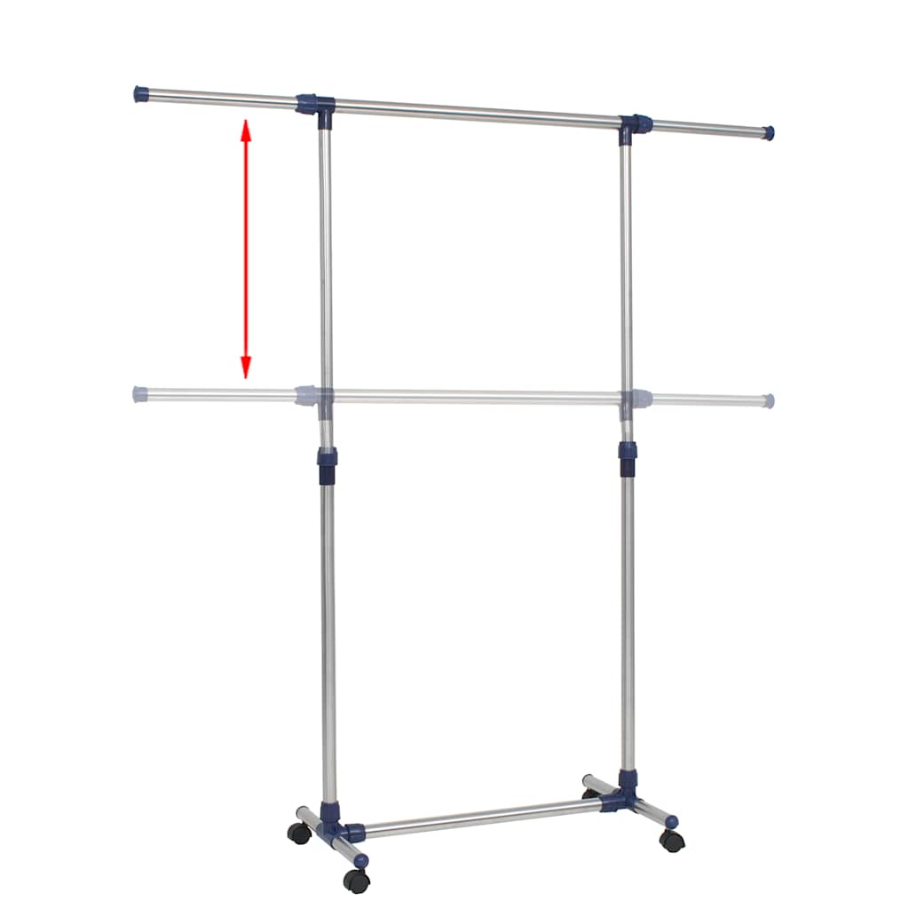Rack de vêtements Vidaxl réglable 165x44x150 cm en acier inoxydable en acier