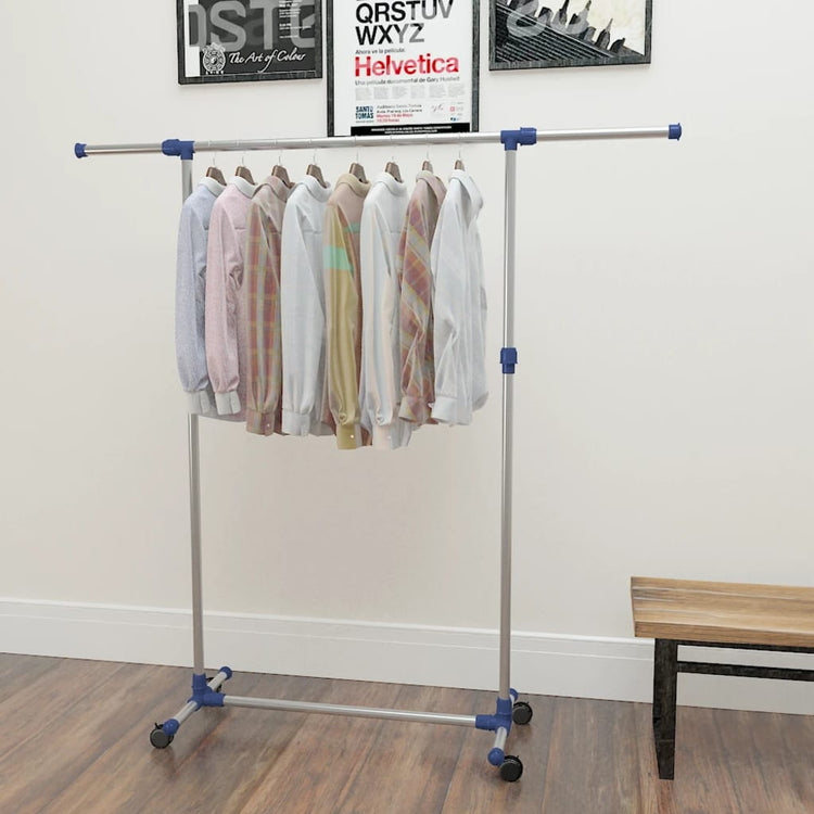 Rack de vêtements Vidaxl réglable 165x44x150 cm en acier inoxydable en acier