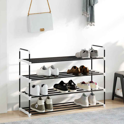 Rack de chaussures Vidaxl avec 4 étagères de métal et de plastique noir
