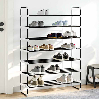 Rack de chaussures Vidaxl avec 7 étagères de métal et de plastique noir
