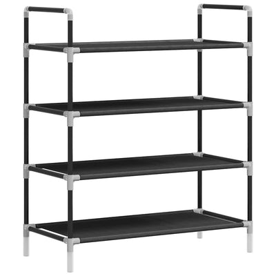 Rack de chaussures Vidaxl avec 4 étagères de métal et de tissu découvert noir
