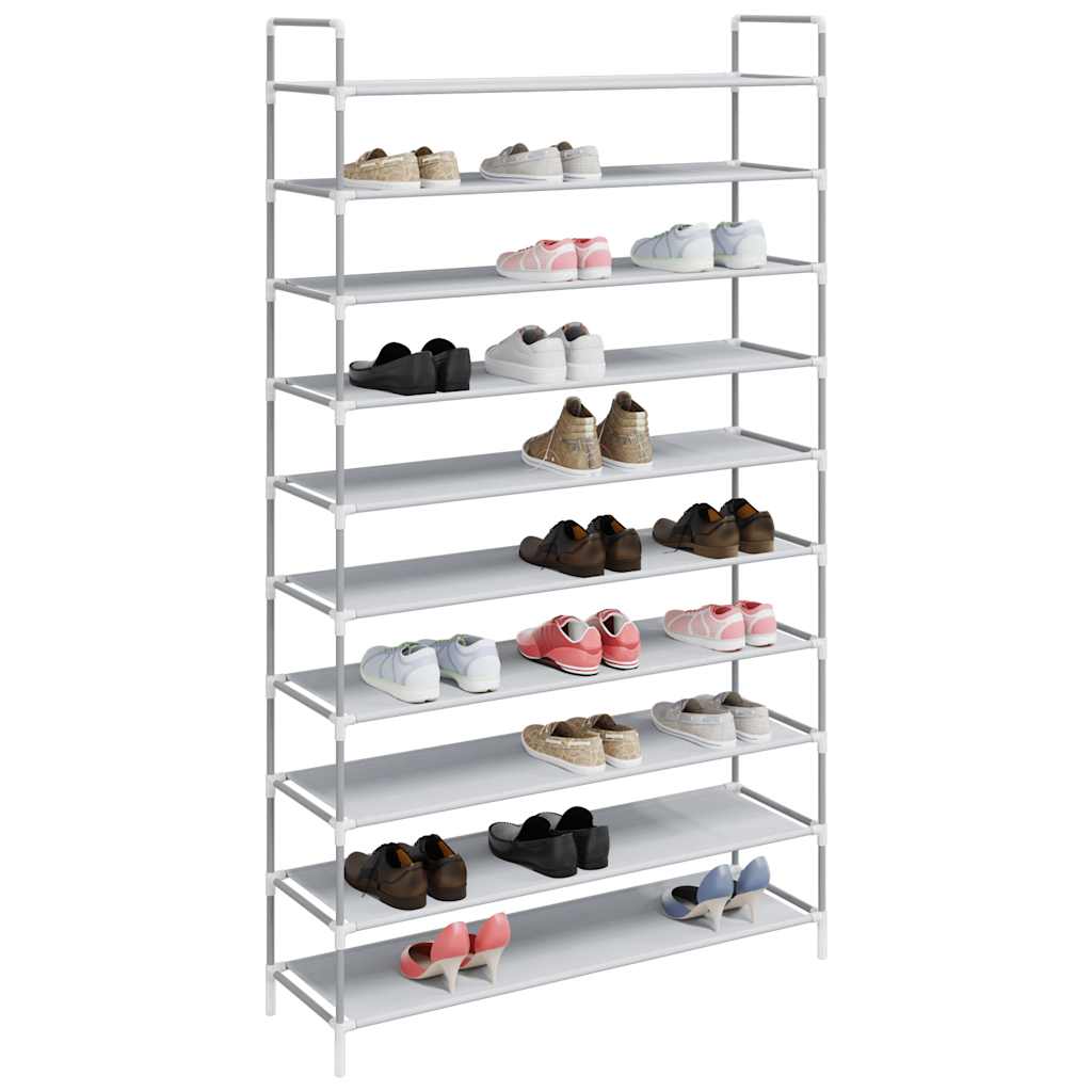 Rack de chaussures Vidaxl avec 10 étagères de métal et de couleur en tissu non tissé