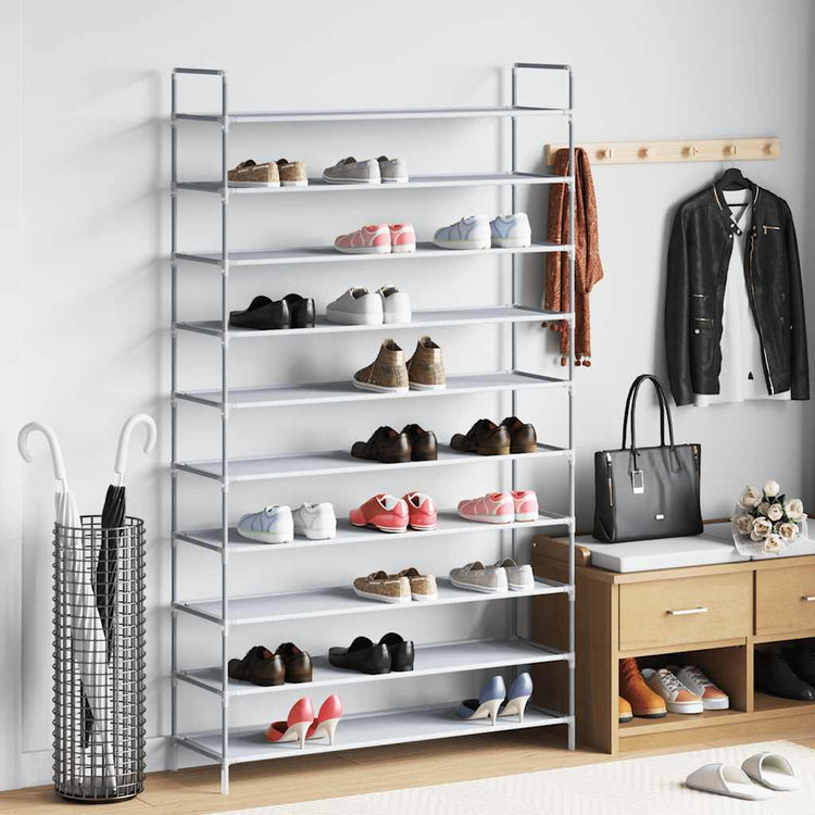 Rack de chaussures Vidaxl avec 10 étagères de métal et de couleur en tissu non tissé