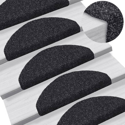 Vidaxl Stair Mats auto-adhésif 65x21x4 cm aiguille en feutre noir 15 m