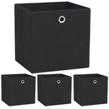 Boîtes de rangement Vidaxl 4 PCS 32x32x32 cm Tissu non tissé noir - afbeelding 1