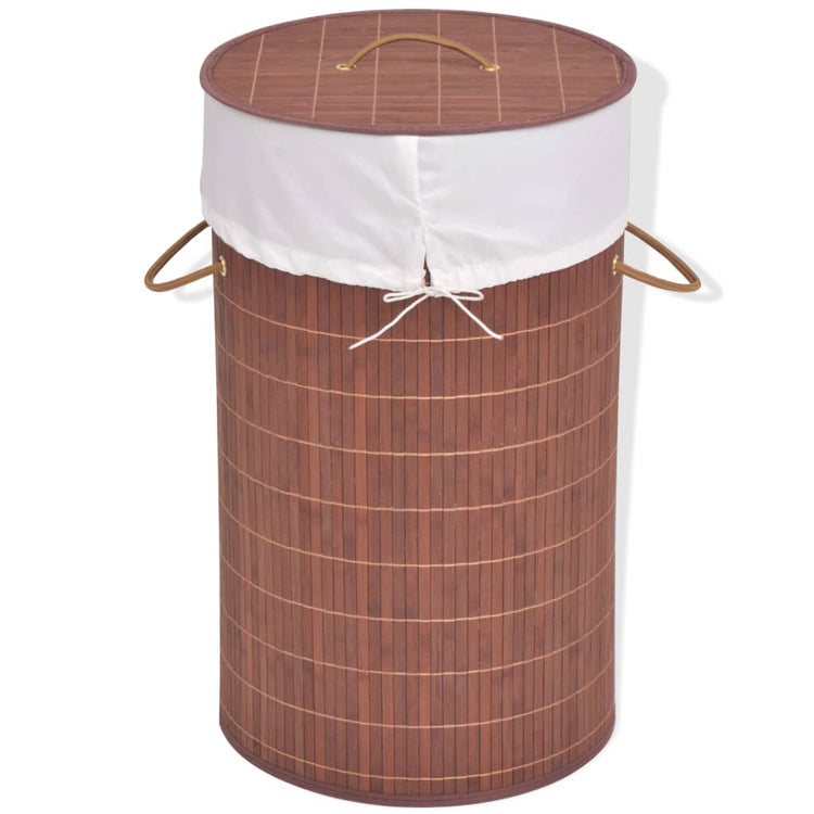 Panier de blanchisserie Vidaxl autour de Bamboo Brown
