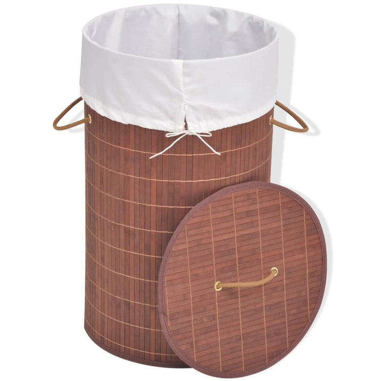Panier de blanchisserie Vidaxl autour de Bamboo Brown