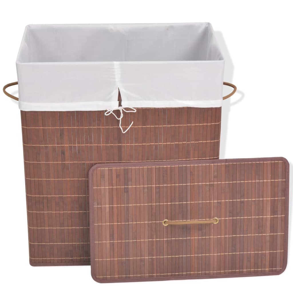 VidaXL panier à linge rectangulaire bambou marron