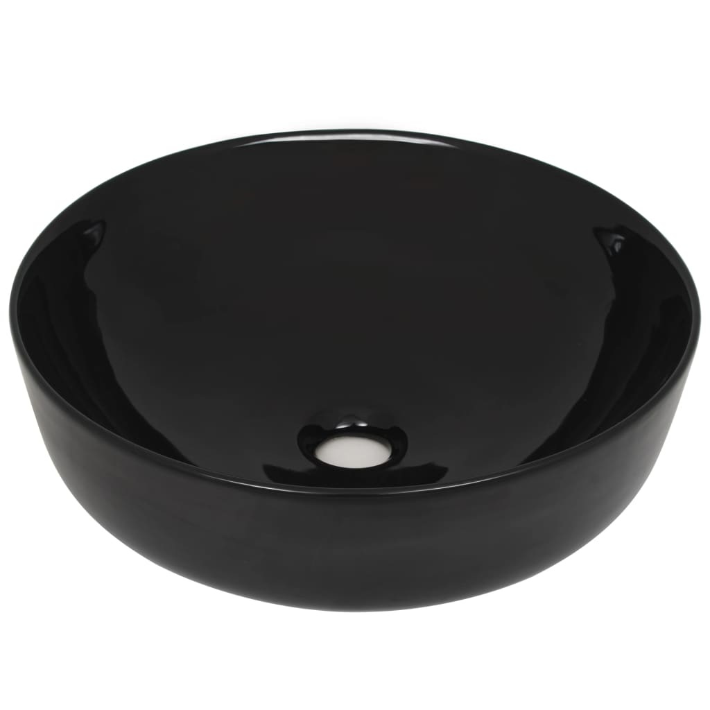Vidaxl Washbasin Round 41.5x13,5 cm Black en céramique