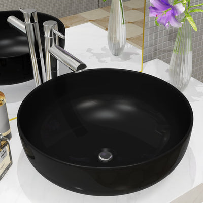 Vidaxl Washbasin Round 41.5x13,5 cm Black en céramique