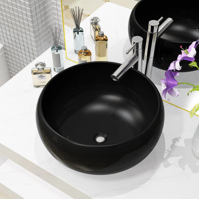 Vidaxl Washbasin Round 40x15 cm Céramique noir