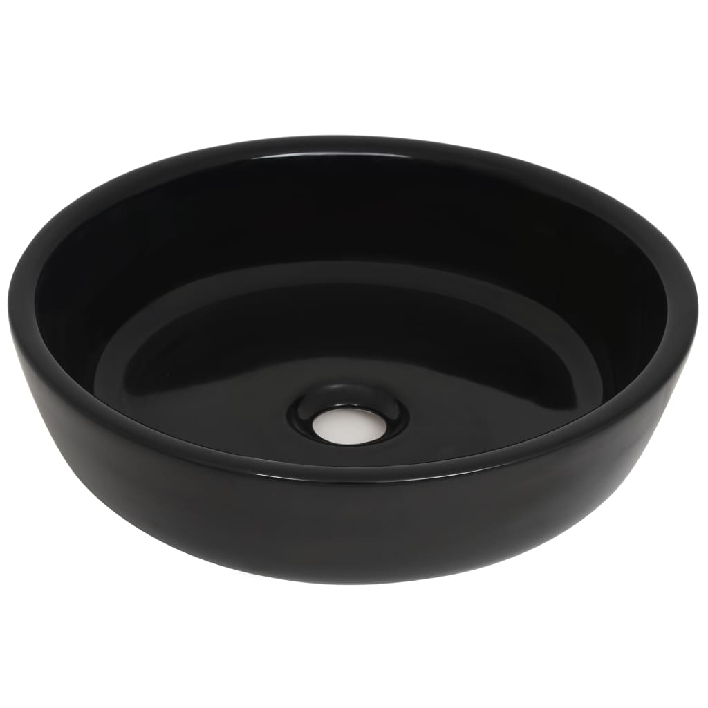 Vidaxx lavabo rond 42x12 cm céramique noir