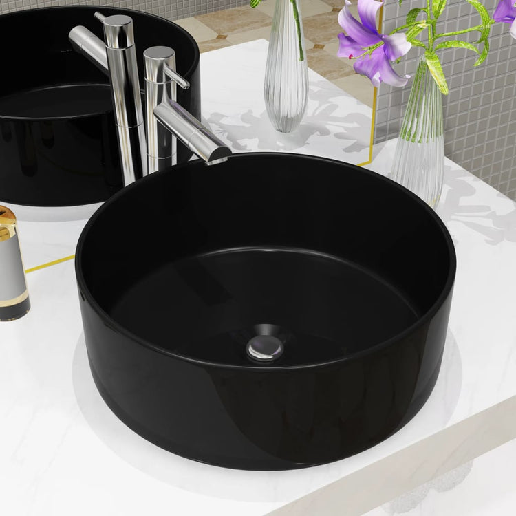 Vidaxl Washbasin Round 40x15 cm Céramique noir