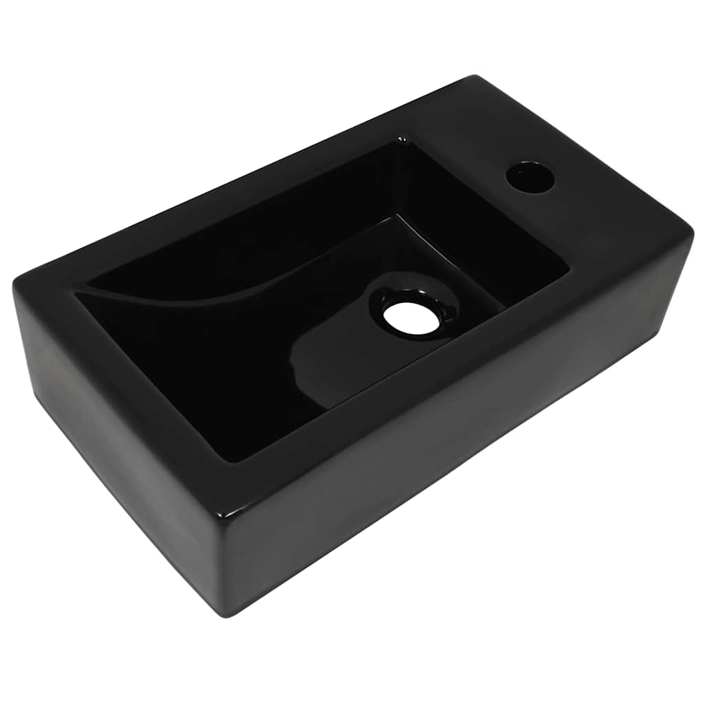 Vidaxl Washingin avec trou de robinet rectangulaire 46x25.5x12 cm Black en céramique