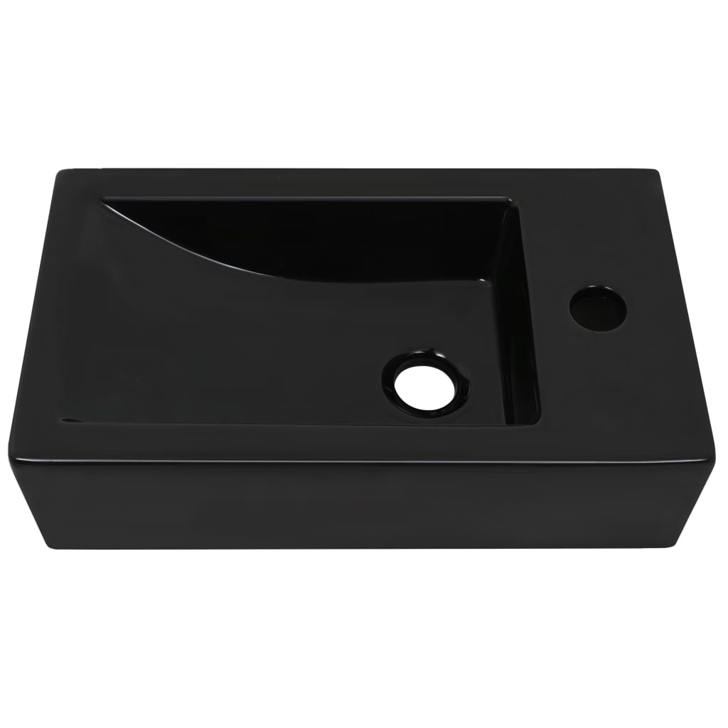 Vidaxl Washingin avec trou de robinet rectangulaire 46x25.5x12 cm Black en céramique