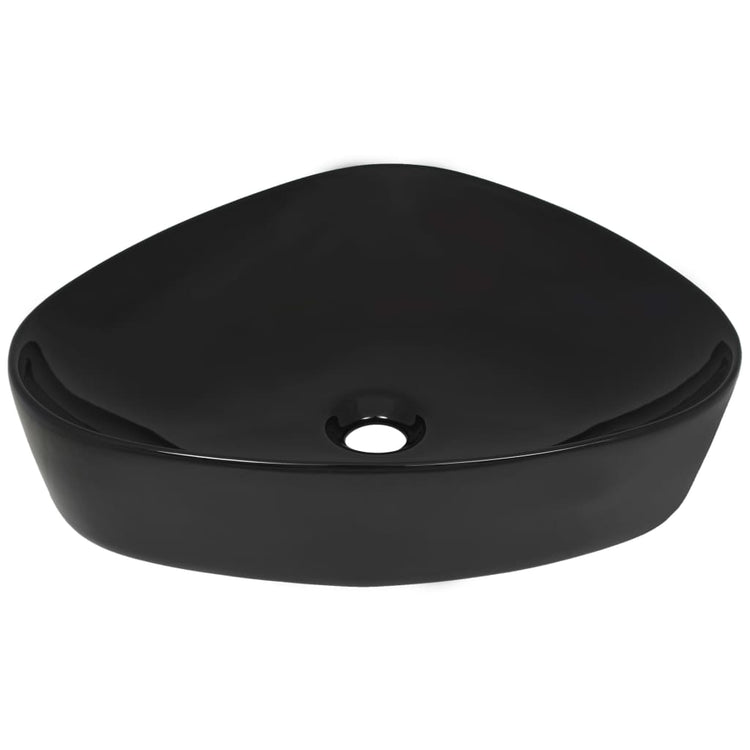 Vidaxl Washbasin triangulaire 50.5x41x12 cm Noir en céramique