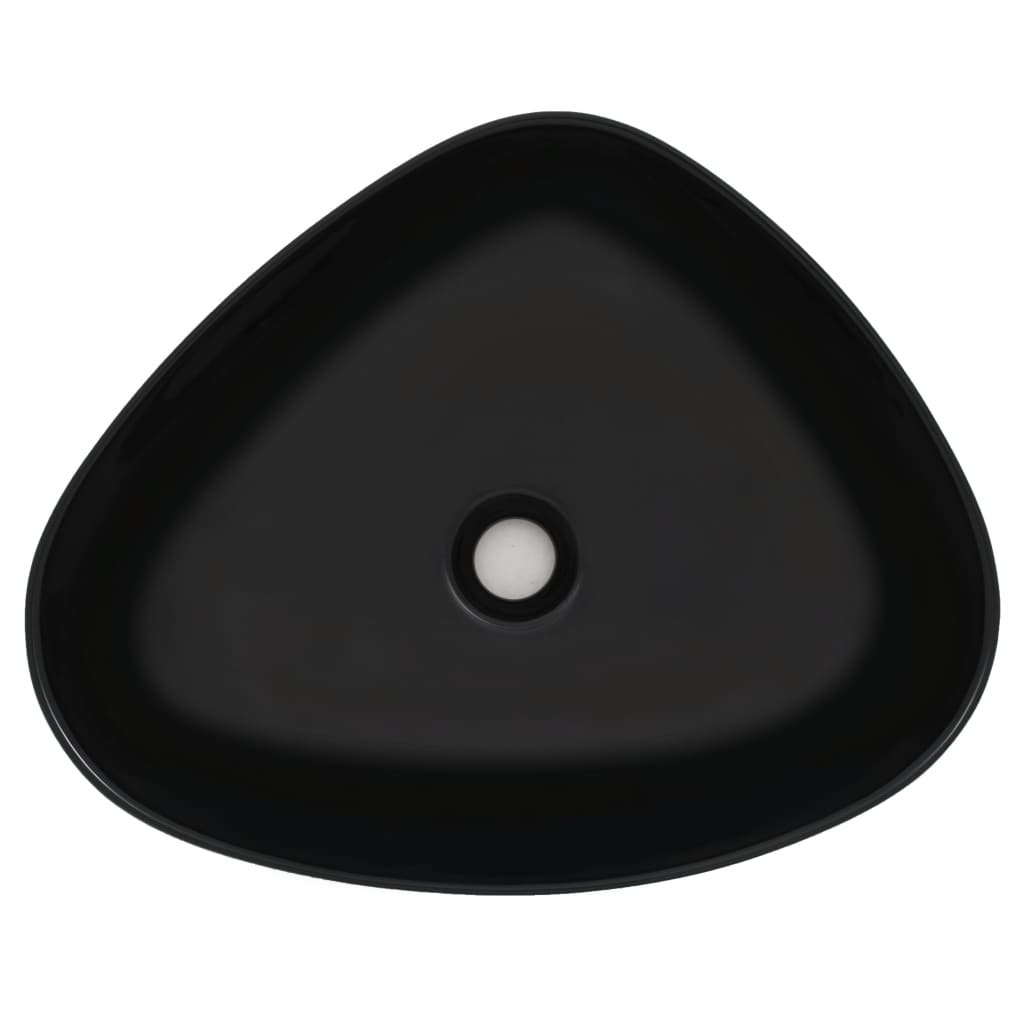 Vidaxl Washbasin triangulaire 50.5x41x12 cm Noir en céramique