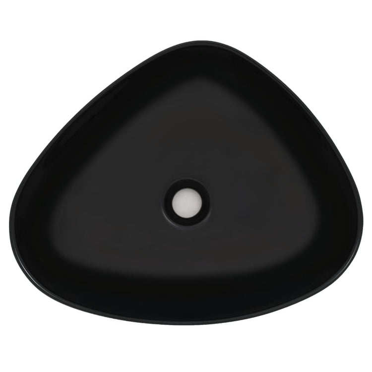 Vidaxl Washbasin triangulaire 50.5x41x12 cm Noir en céramique