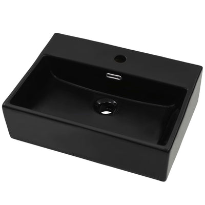 Vidaxl Washingin avec trou du robinet 51.5x38.5x15 cm Black en céramique