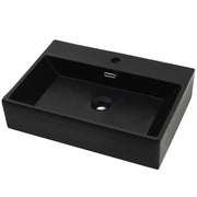 Vidaxl Washingin avec trou du robinet 60.5x42.5x14,5 cm Black en céramique - afbeelding 2