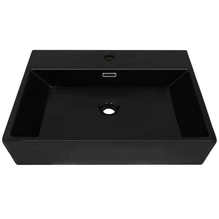 Vidaxl Washingin avec trou du robinet 60.5x42.5x14,5 cm Black en céramique