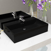 Vidaxl Washingin avec trou du robinet 60.5x42.5x14,5 cm Black en céramique - afbeelding 1