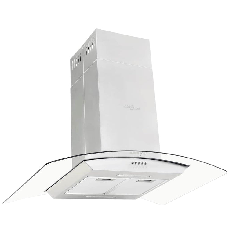 Extracteur de l'île Vidaxl 756 m³ U LED 90 cm en acier inoxydable