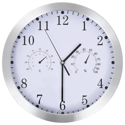 Horloge murale vidaxl avec mécanisme de quartz thermomètre hygromètre 30 cm blanc