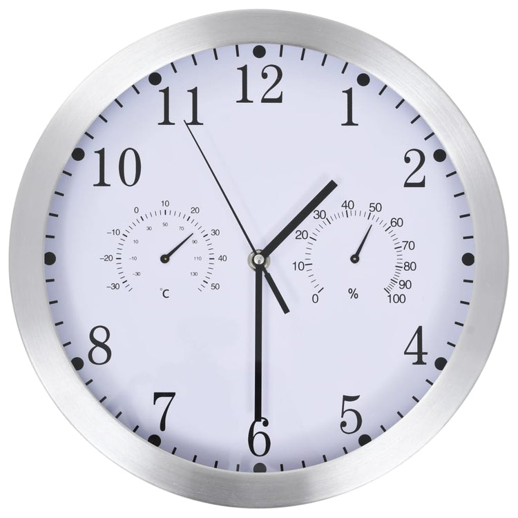 Horloge murale vidaxl avec mécanisme de quartz thermomètre hygromètre 30 cm blanc