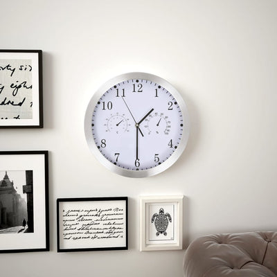Horloge murale vidaxl avec mécanisme de quartz thermomètre hygromètre 30 cm blanc